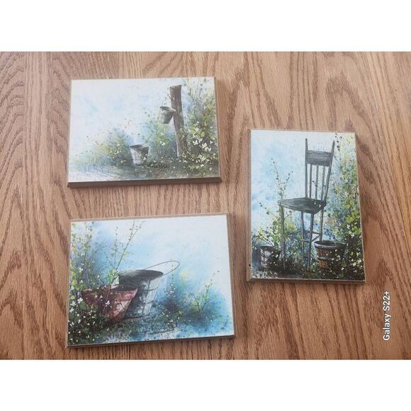 Trio of decorative country, farmhouse wall decor, vintage - Picture 1 of 7